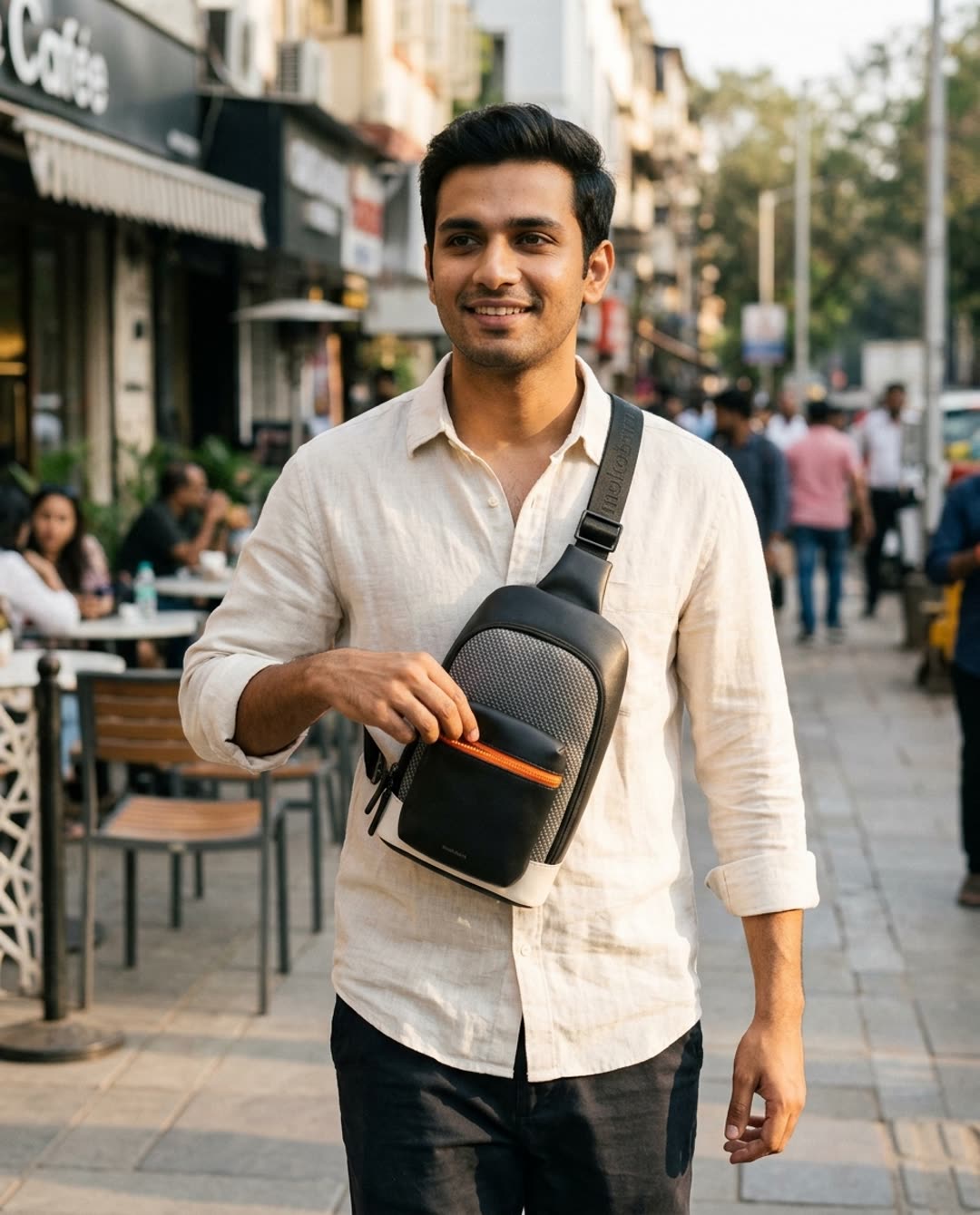 Mokobara Memo Crossbody, in use